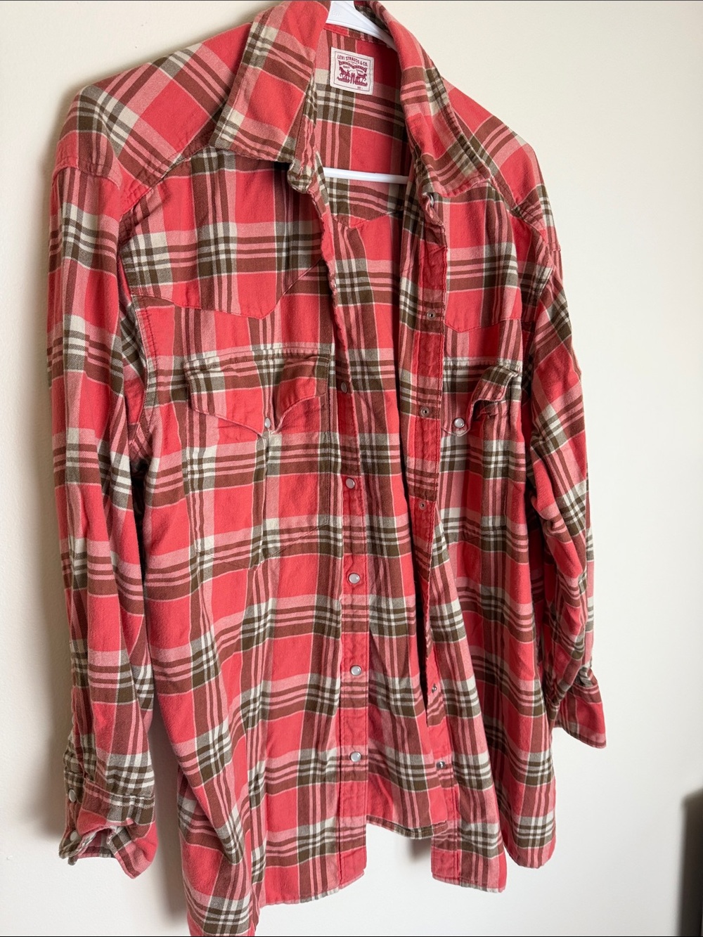 Levi's Red and Brown Plaid Button-Down Shirt